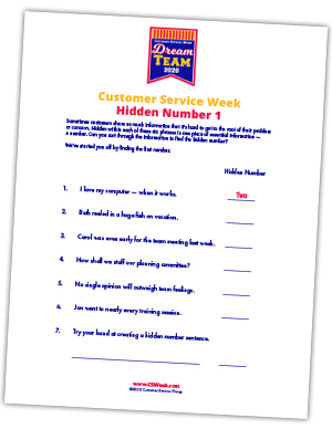 hidden number answers 2 customer service week
