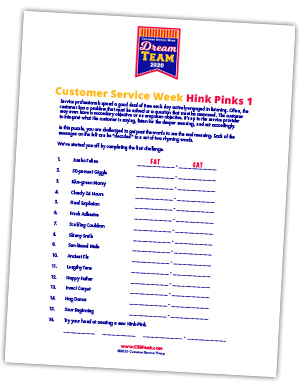 Hink Pinks 2 – Customer Service Week