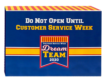 Customer Service Week delivery is made in these attractive full color gift boxes.