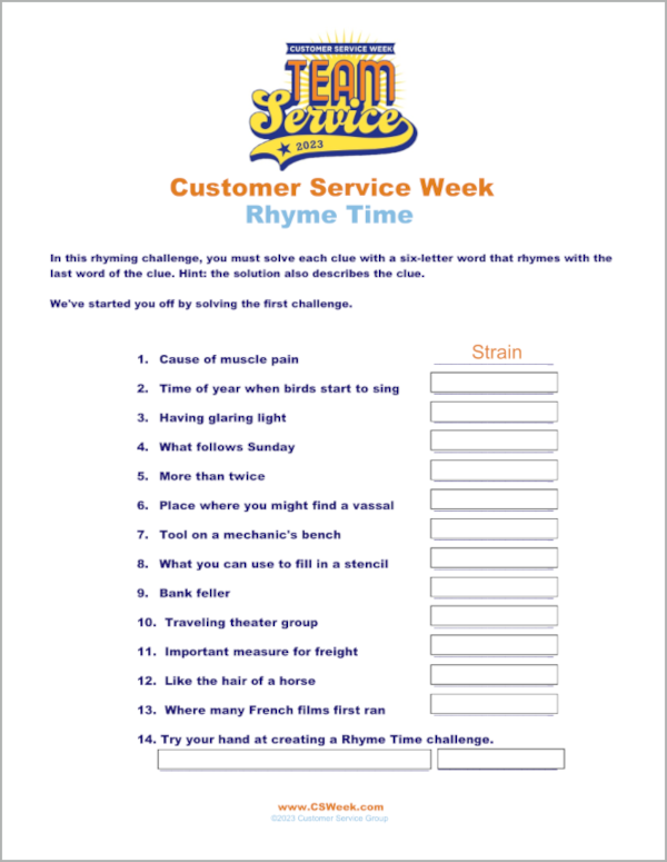 Rhyme Time Remote Ready Customer Service Week
